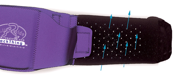 BackThing, Purple, Perforated, adjustable support for lower back.