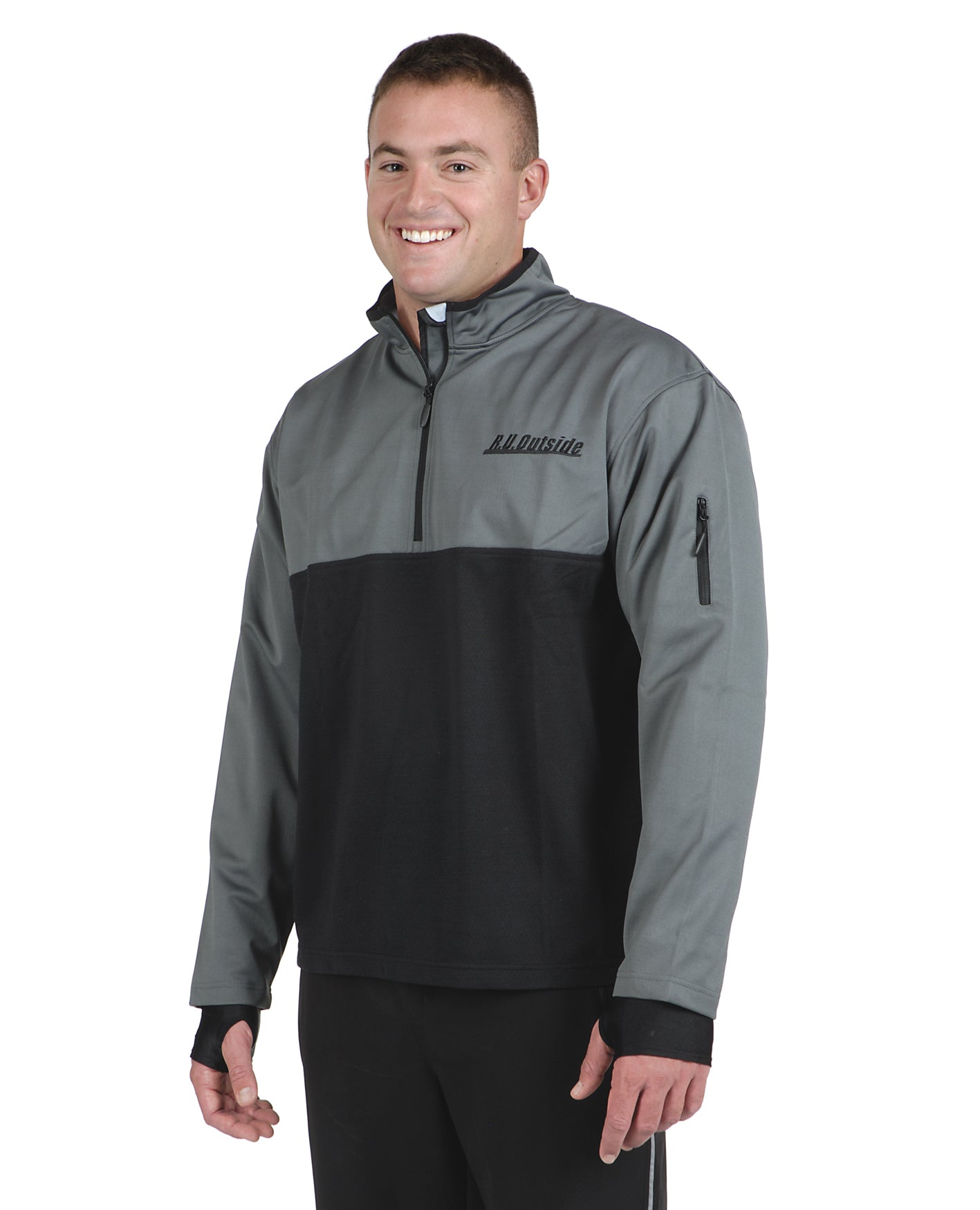 Splitweight™ Tek-Top Pullover, front view, Black/Gray