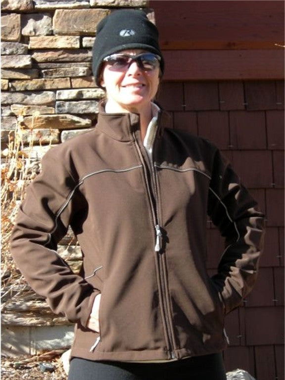 Women's Snowbird Softshell Jacket, front view, Brown